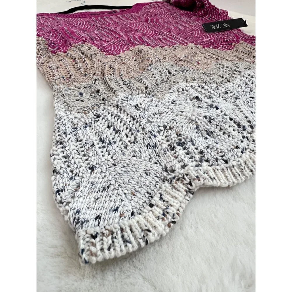 NEW Nic+Zoe Peak Mixed Stitch Knit Sweater, Size Petite P - Pink MSRP $150